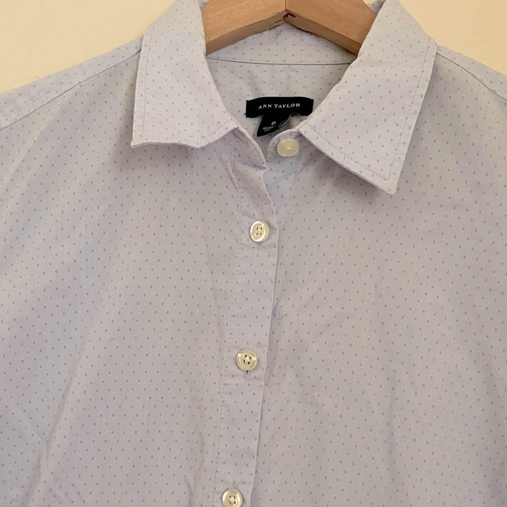 Ann Taylor Blue Pattern Button Up 0 - image 2